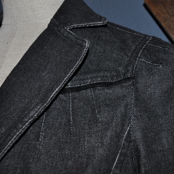 'FINAL' ANN TAYLOR Denim Velvet-Trim Blazer Jacket - Picture 5 of 8